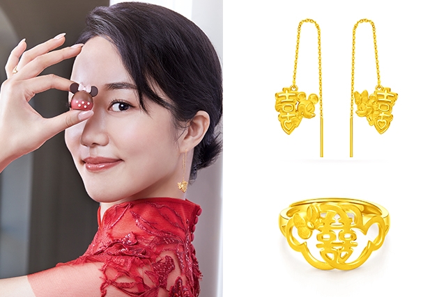 周大福__「米奇」「米妮」足金耳環、黃金戒指