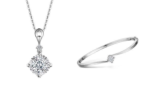 六福珠寶聖誕禮物|「愛很美」系列18K金鑽石吊墜