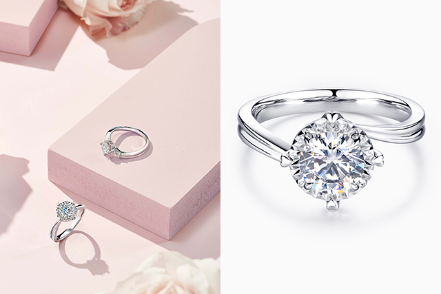 六福珠寶—Love is Beauty 愛很美系列18K金（白色）鑽石戒指