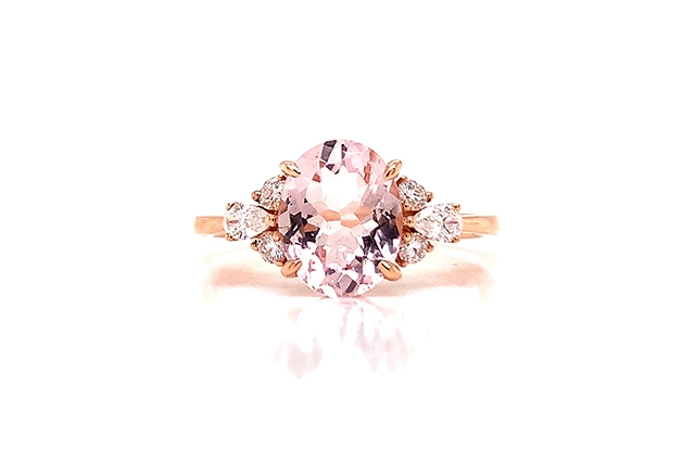 18K玫瑰金粉紅摩根石鑽石戒指HK$5,240