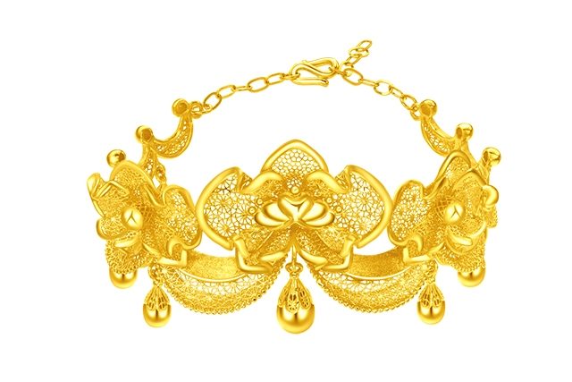 周大福婚嫁系列「牽囍」足金金飾