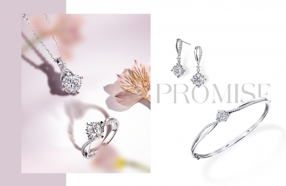 圖:愛很美系列18K金(白色)鑽石首飾套裝