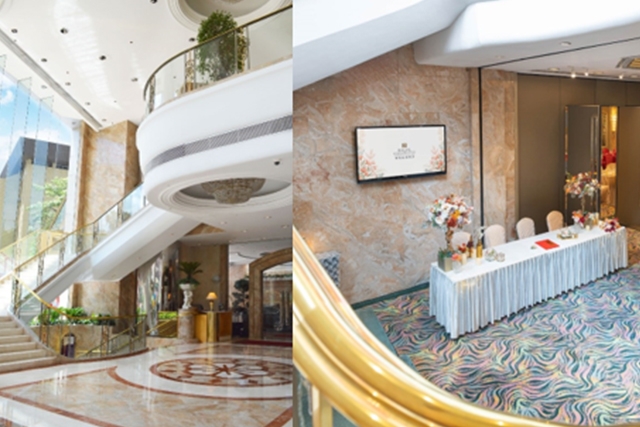 銅鑼灣婚宴場地推介！富豪香港酒店浪漫婚宴｜雲石螺旋型樓梯