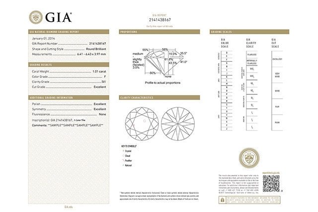 GIA天然鑽石鑑定報告