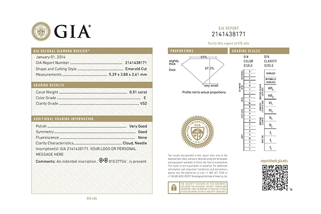 GIA天然鑽石鑑定精簡版報告