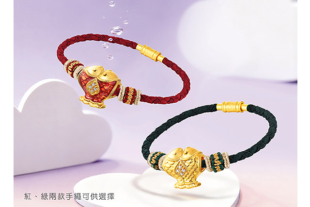 六福珠寶唐宮夜宴系列「富足有餘」黃金鑽石串飾