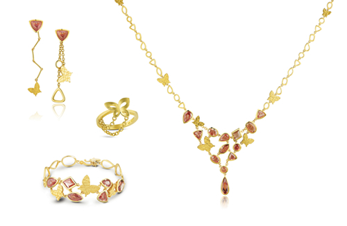 黃晶石蝴蝶金飾