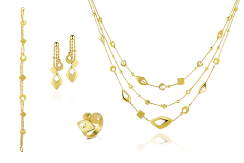 幾何圖案磨砂金飾